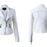 Women's Leather Jacket European and American Fashion Motorcycle Slim Short Leather Jacket Zipper