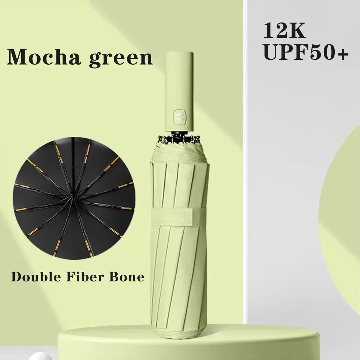 Black Glue Fully Automatic Umbrella - Thick Durable Three-Fold UV Resistant Folding Design for Protection And Style