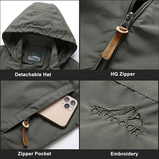 Windbreaker Men Tactical Jacket Waterproof Outdoor Hooded Coat Sports Military European Size S-5XL Field Climbing Thin Outwear - MANDOTOS