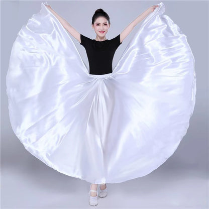 Shining Satin Long Spanish Skirt Swing Dancing Skirt Belly Dance skirt Sun Skirt 14 Colors Available VL-310 - MANDOTOS
