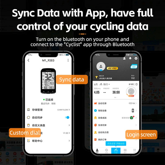 ROCKBROS Bicycle Computer GPS 5.0 ANT Bluetooth Waterproof Wireless Cyclocomputer Speedometer Bike Stopwatch Bike Accessories - MANDOTOS