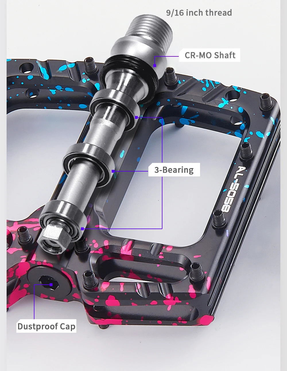 Bike Pedals 9/16 Inch Mountain Bike Pedal Premium Road Bike Pedals Wide Paltform and Lightweight Aluminum Bicycle Pedals