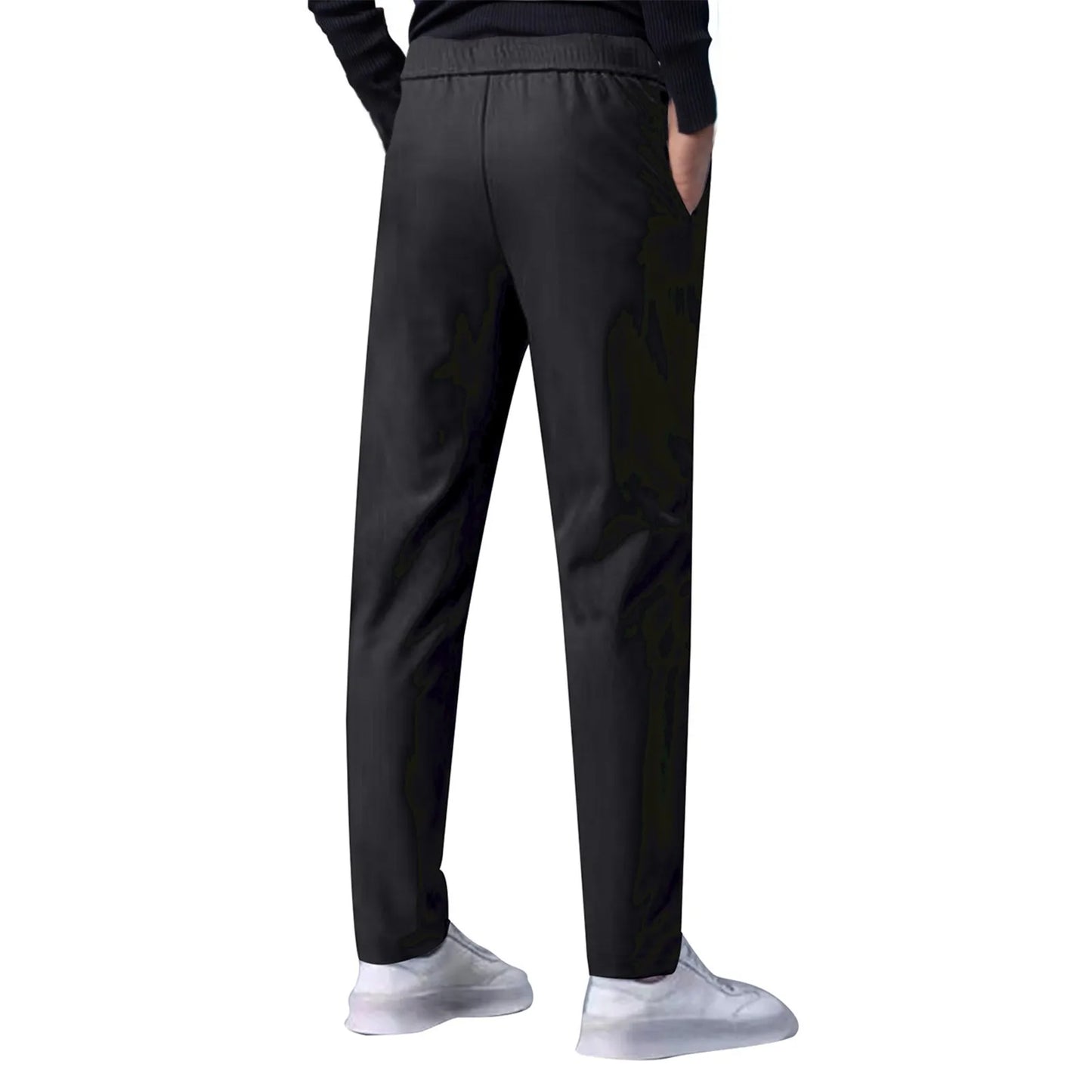 Men Fast Dry Stretch Pants Ice Silk Trousers Solid Color Mid-Waist Loose Breathable Straight-Leg Casual Pants Thin Sports Pants