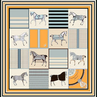 90x90cm New Design Horse Universe Printed Twill Silk Scarf Square Scarves Lady Wraps Kerchief Woman Neck Shawl Wraps