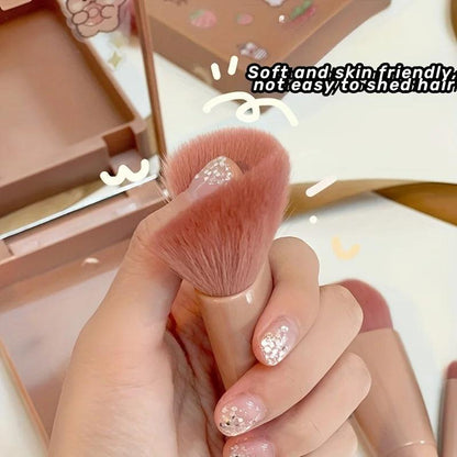 5Pcs Portable Makeup Brush Set With Mirror - Foldable Travel Kit ，Mini Makeup Brush Set Travel Makeup Brush Set - MANDOTOS