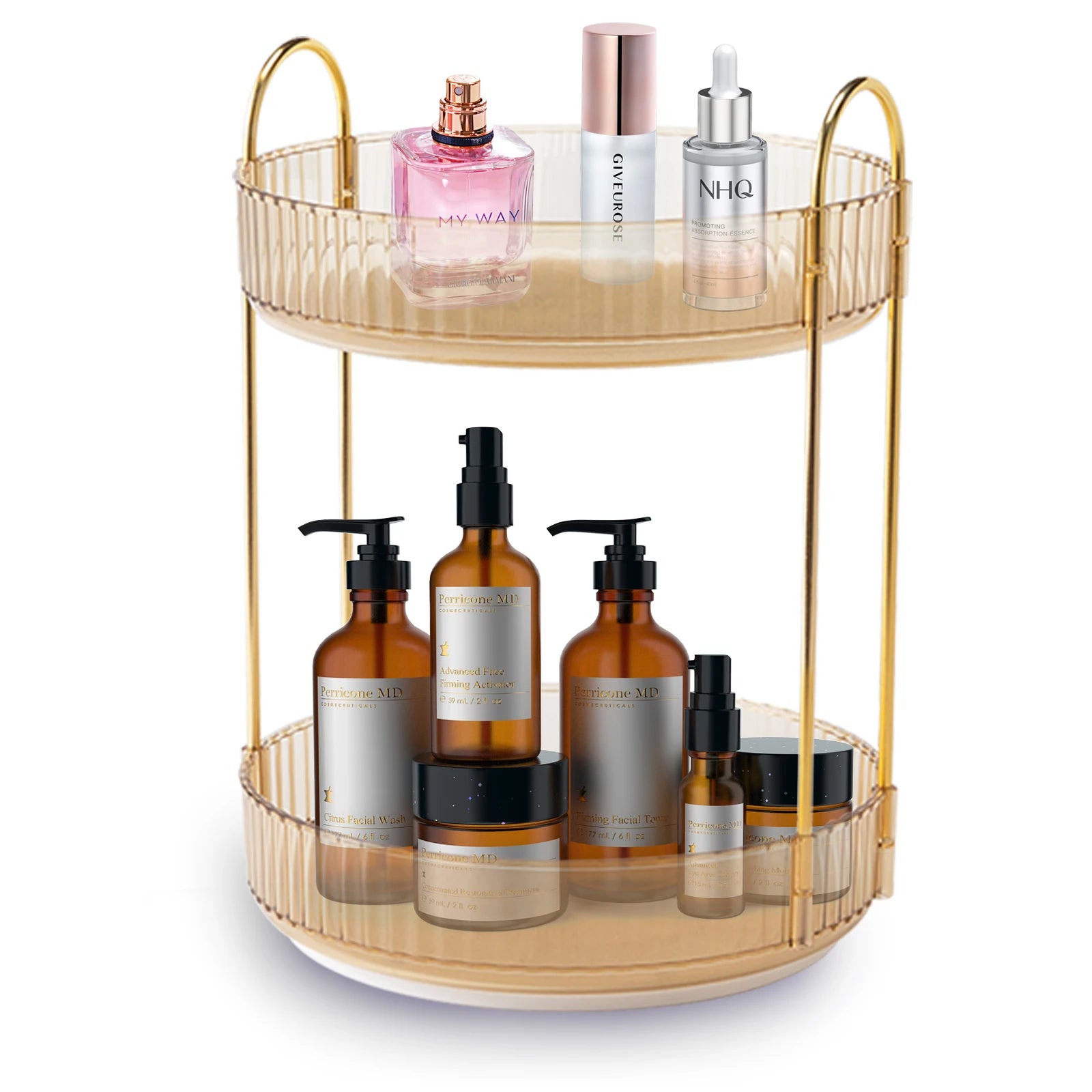 Rotating Makeup Organizer for Vanity, High-Capacity Skincare Storage Perfume Cosmetic Dresser Organizer Countertop 360 Spinning - MANDOTOS
