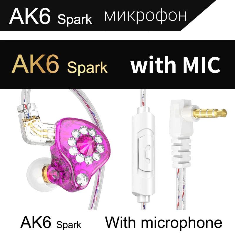 Original QKZ AK6 Copper Driver HiFi Wired Earphones 3.5MM Race Sport Headphones Bass Stereo Headset Music Earbuds In Ear With Microphone - MANDOTOS