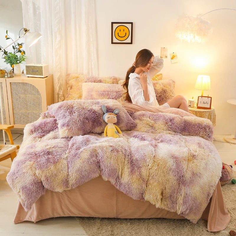 Luxurious Tie-Dyed Plush Flannel Bedding Set - MANDOTOS