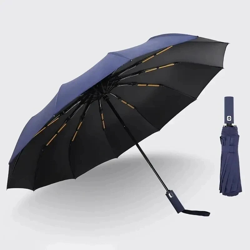 Black Glue Fully Automatic Umbrella - Thick Durable Three-Fold UV Resistant Folding Design for Protection And Style