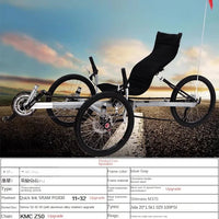 Lying on a tricycle, 3 shifting disc brakes, folding on a recumbent bike, casual commuting, riding a recumbent bicycle