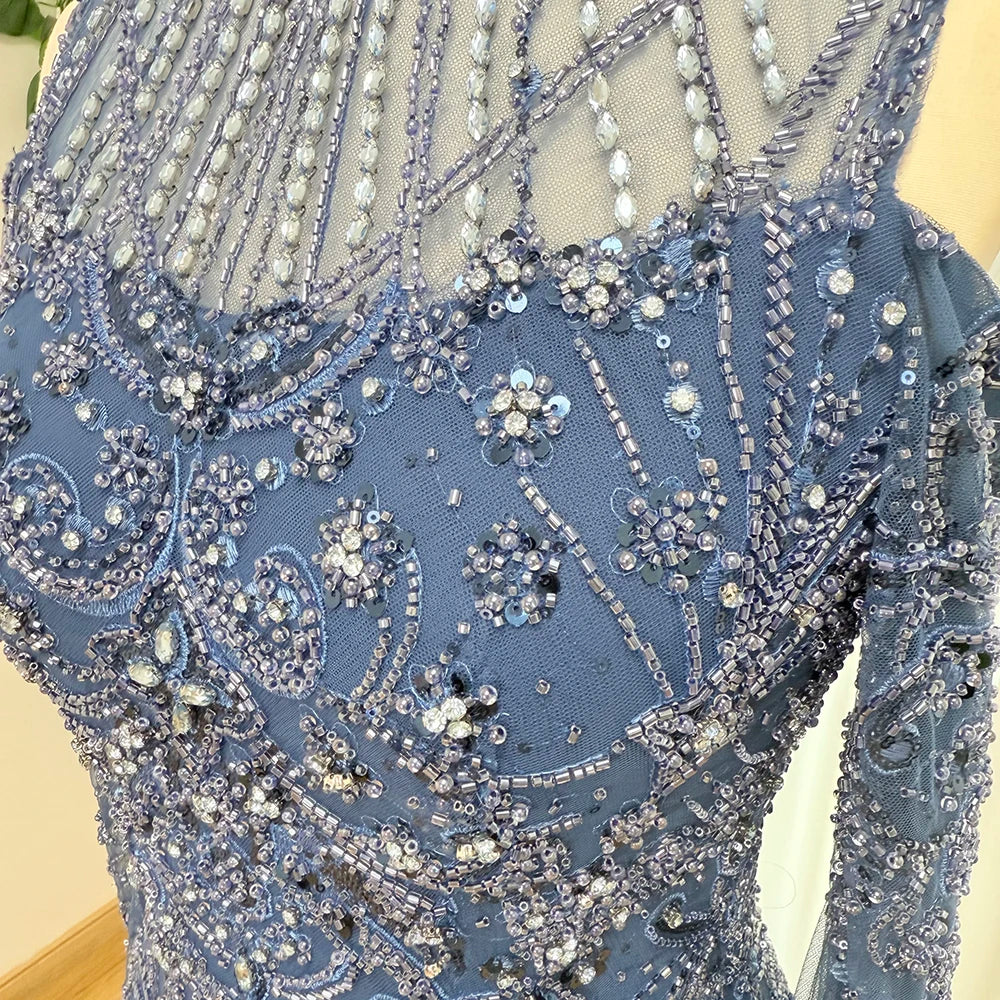 Eshaut&bridal Luxury Beaded Evening Dress Cape Sleeve Dubai Sheer Neck Mermaid Formal Prom Wedding Party Gown Customized 2026