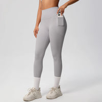 High Waist Women's Leggings Stretch Yoga Pants Tights With Pockets Push Up Fitness Running Sportswear Solid Color Pants