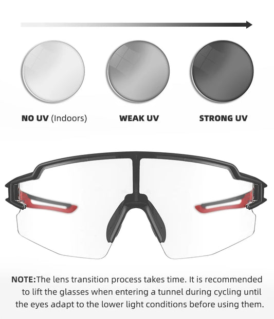 ROCKBROS Cycling Glasses Photochromic Polarized Lens Bike Glasses UV400 Protection Eyewear Sunglasses MTB Road Bicycle Goggles - MANDOTOS