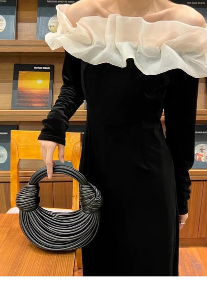 Handbags for Women 2025 New in Gold Luxury Designer Brand Handwoven Noodle Bags Rope Knotted Pulled Hobo Silver Evening Clutch - MANDOTOS