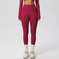 High Waist Women's Leggings Stretch Yoga Pants Tights With Pockets Push Up Fitness Running Sportswear Solid Color Pants
