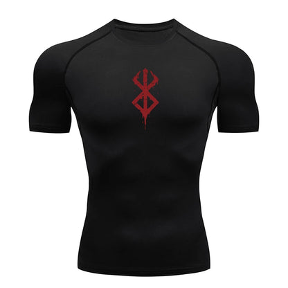 Men's Print Compression Shirts Summer Short Sleeve Rash Guard Gym Workout T-shirt Athletic Quick Dry Baselayer Undershirts Tops - MANDOTOS