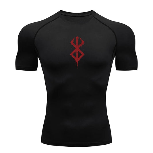 Men's Print Compression Shirts Summer Short Sleeve Rash Guard Gym Workout T-shirt Athletic Quick Dry Baselayer Undershirts Tops - MANDOTOS