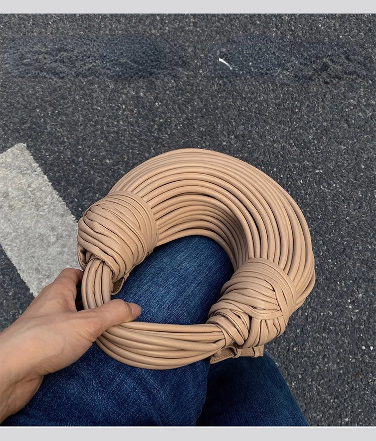 Handbags for Women 2025 New in Gold Luxury Designer Brand Handwoven Noodle Bags Rope Knotted Pulled Hobo Silver Evening Clutch - MANDOTOS