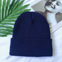 Women Men Fluorescent Color Warm Beanie Hat Autumn Winter Stretch Knitted Crochet Beanies Hat Cap Black Red White Navy Pink