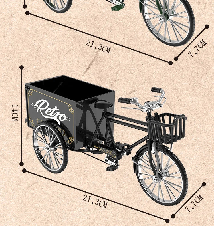 Rickshaw Tricycle model retro bicycle Simulation Alloy model decoration decorative Collection gift
