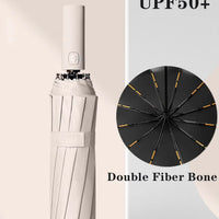 Black Glue Fully Automatic Umbrella - Thick Durable Three-Fold UV Resistant Folding Design for Protection And Style