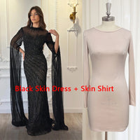 Eshaut&bridal Luxury Beaded Evening Dress Cape Sleeve Dubai Sheer Neck Mermaid Formal Prom Wedding Party Gown Customized 2026