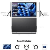 ZEUSLAP 15.6" FHD 100%sRGB 300Nits Ultra thin Back Stand Design Portable Monitor for Phone Gaming Laptop