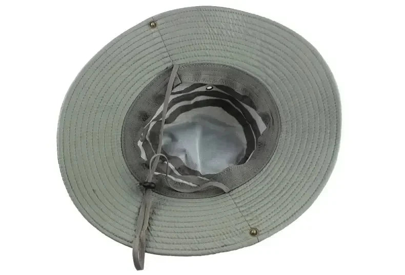 Summer Men's Wide Brim Bucket Hat UV Protection Panama Style Mesh Fisherman Beach Sun Hat for Outdoor Hunting Hiking