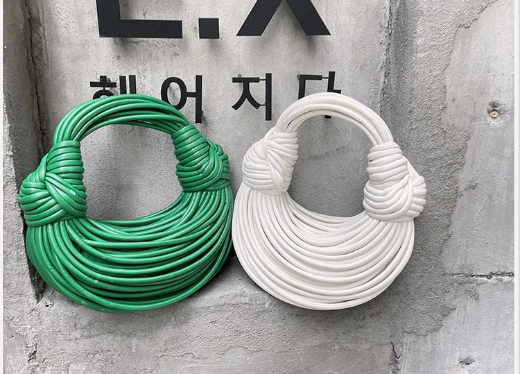 Handbags for Women 2025 New in Gold Luxury Designer Brand Handwoven Noodle Bags Rope Knotted Pulled Hobo Silver Evening Clutch - MANDOTOS
