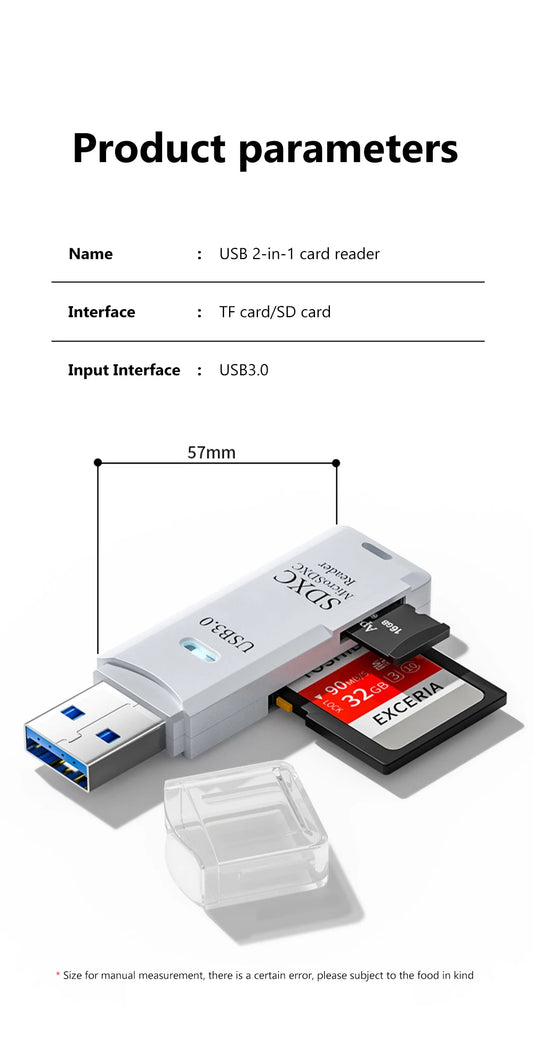 2 in 1 USB 3.0 Card Reader Micro TF sd card Reader usb adapter High Speed Cardreader TF Memory card For PC Laptop Accessories