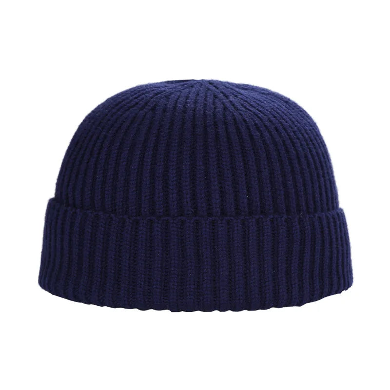 Winter Knitted Hat Warm Outdoor Sport Cold Protection Running Beanie Cap Elastic Thermal Cycling Skull Roll-up Cuffed Cap