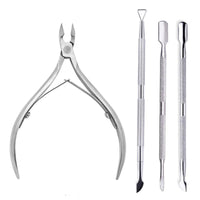 4 Pcs/Set Professional Stainless Steel Nail Cutter Scissor Nippers Muti Function Cuticle Pusher Remover Nail Care Manicure Kits - MANDOTOS