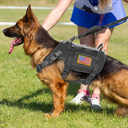 Tactical Dog Harness Leash Durable Military Dog Harness Vest MOLLE For Large Dogs erman Shepherd Training Harnesses With Pouches - MANDOTOS