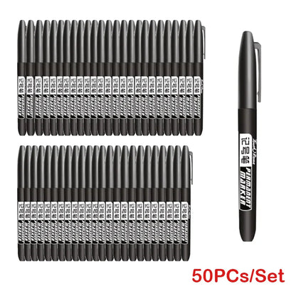 6PCs/Set Permanent Marker Pen Fine Point Waterproof Markers Thin Nib Crude Nib Black Blue Red Ink 1.5mm Fine Color Marker Pens