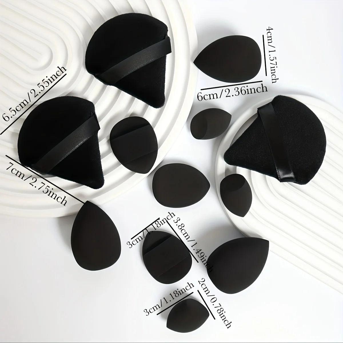 12 Piece All Purpose Makeup Sponge Set with Loose Powder Puffs Mini Air Cushion Puffs Beauty Eggs and Mini Beauty Sponges - MANDOTOS