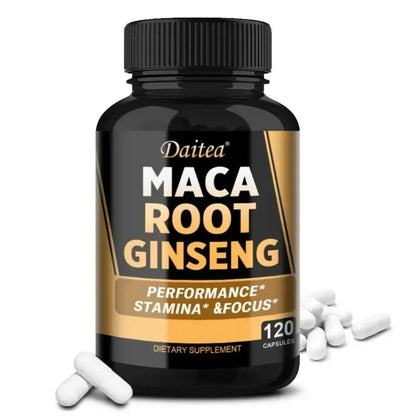 Maca Root with Ginseng 11,400mg - 120 Vegan Capsules for Men & Women - MANDOTOS