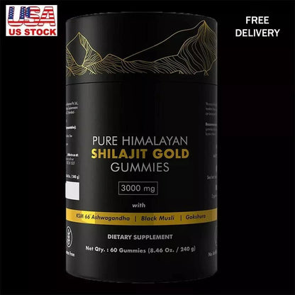 Pure Himalayan Shilajit Gummies, 3000 Mg Gold Grade Shilajit with Ashwagandha, Gokshura for Energy and Immune Support - MANDOTOS