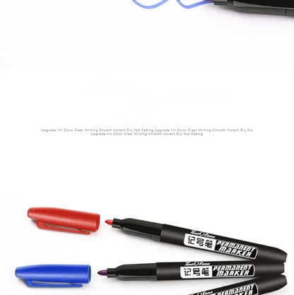 6PCs/Set Permanent Marker Pen Fine Point Waterproof Markers Thin Nib Crude Nib Black Blue Red Ink 1.5mm Fine Color Marker Pens