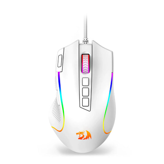 Redragon M612 Predator RGB Gaming Mouse 8000 DPI Wired Optical with 11 Programmable Buttons, White - MANDOTOS