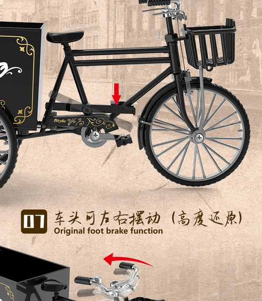 Rickshaw Tricycle model retro bicycle Simulation Alloy model decoration decorative Collection gift