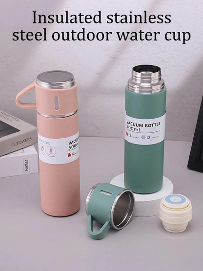 One Cup Three Lid Thermos Cup Set 304 Stainless Steel Handle Lid Gift Cup Men's And Women's Portable Gift Box Set MANDOTOS