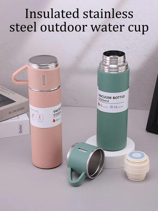 One Cup Three Lid Thermos Cup Set 304 Stainless Steel Handle Lid Gift Cup Men's And Women's Portable Gift Box Set MANDOTOS