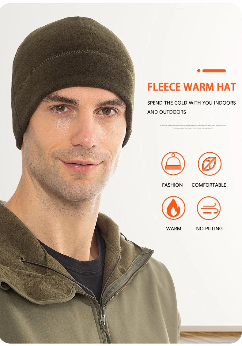 Winter Fleece Beanie Cycling Men Women Elastic Hiking Soft Thermal Commuting Ski Helmet Liner Hat Windproof Camping Cap Outdoor