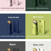 1Pc 55% Off Mini Sun Umbrella Pocket Rain Umbrella Vinyl Folding UV Ultraviolet Protection Sun Shade Pocket Parasol Capsule - MANDOTOS