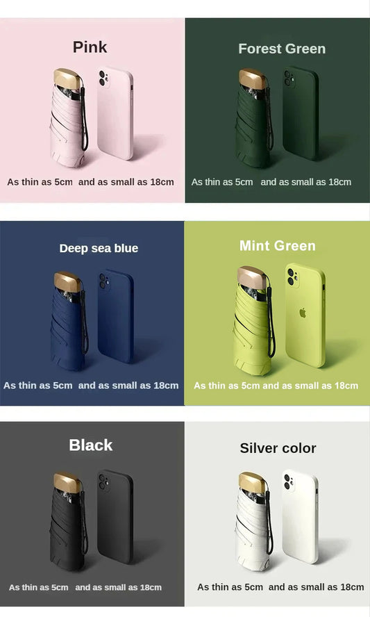 1Pc 55% Off Mini Sun Umbrella Pocket Rain Umbrella Vinyl Folding UV Ultraviolet Protection Sun Shade Pocket Parasol Capsule - MANDOTOS