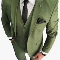 Men's Suits 3pcs Mens Business Suit Notch Lapel Blazer Formal Wedding Groom Pants Tux Vest Tuxedos (Blazer+vest+Pants)
