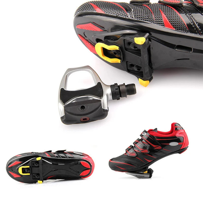 Bike Cleats Self-locking Cycling Pedals Cleat Set Lightweight Platform Pedals 3 Bearings Pedals Indoor Cycling & Road Bike