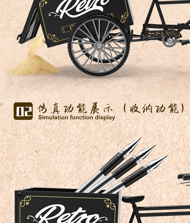 Rickshaw Tricycle model retro bicycle Simulation Alloy model decoration decorative Collection gift