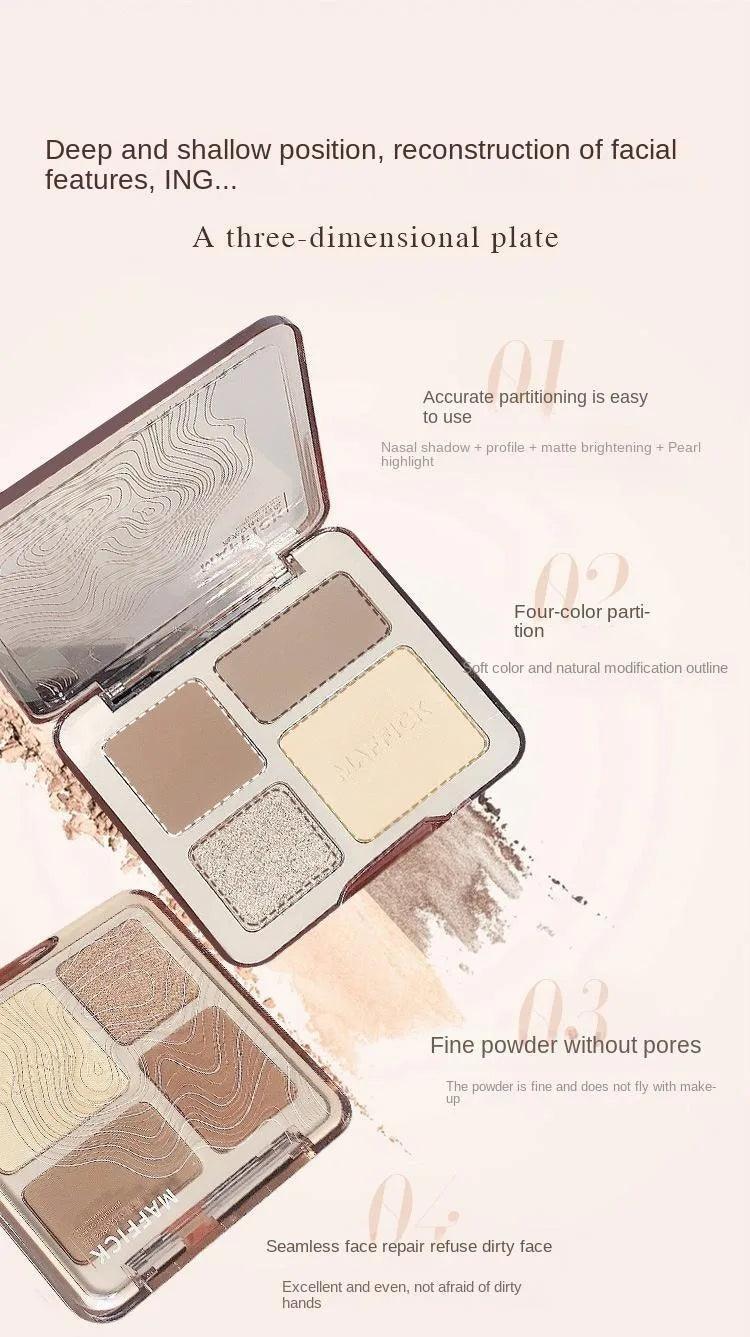 Natural Stereoscopic Face Powder Palette Matte Bronzer Contour Shading Multifunctional Highlighter Cosmetic Blush Gift - MANDOTOS