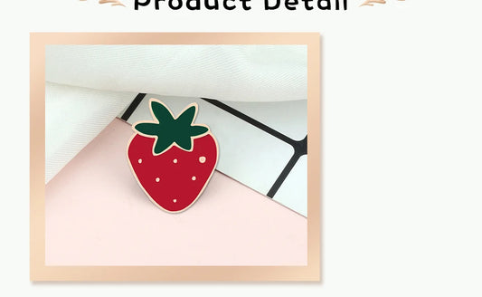 Sliced Watermelon Fruit Brooches Women Pink Strawberry Cherry Shirt Lapel Brooch Bag Badges Men Creative Enamel Pin Summer Gifts - MANDOTOS